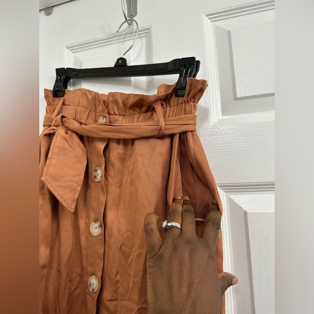 Entro Rust Midi Skirt With Button Detail - image 4